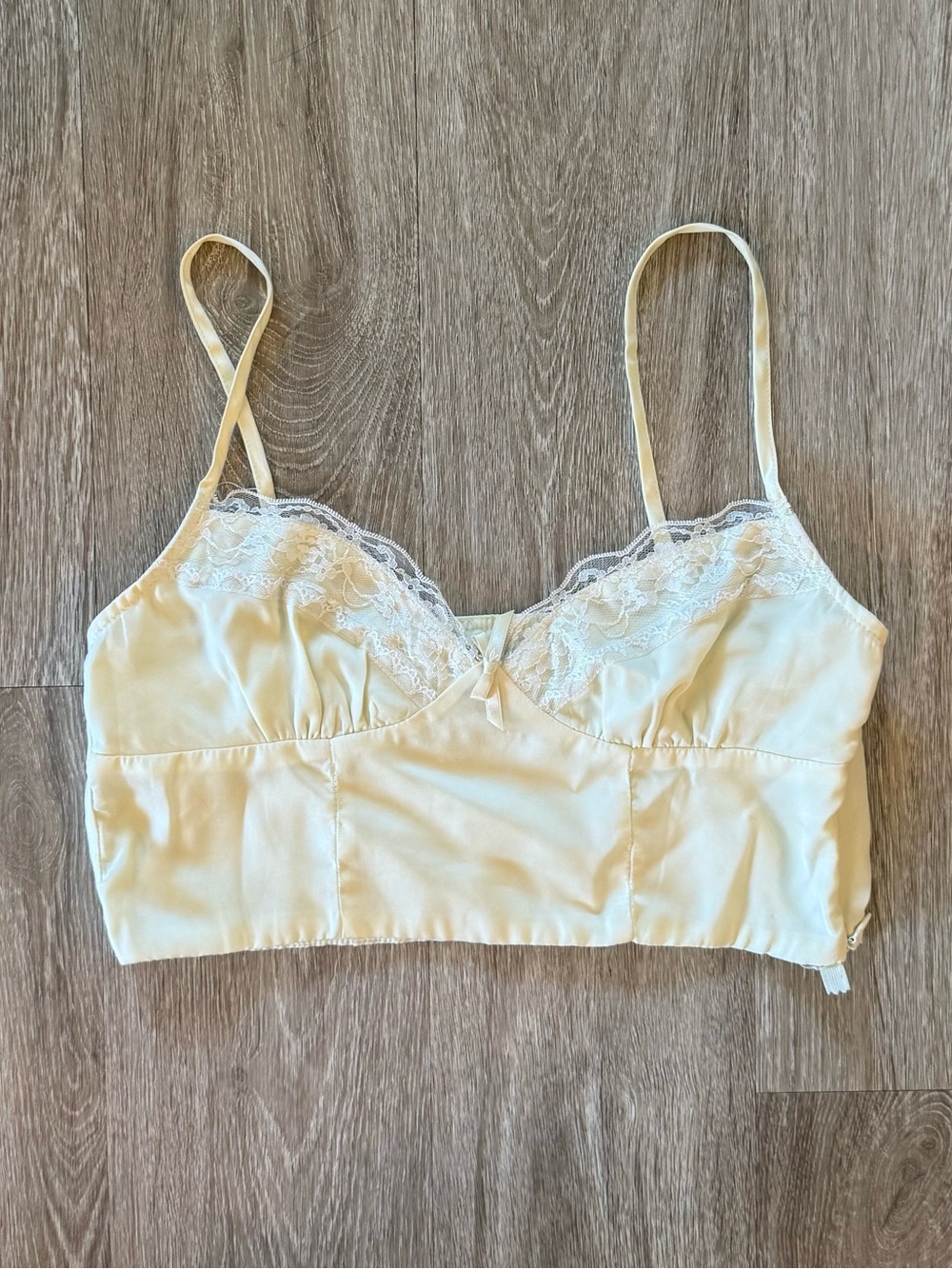 Princess Polly Butter Yellow Satin Lace Corset Crop Top US 6